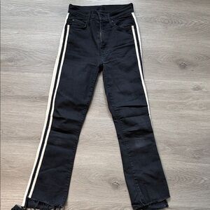 MOTHER Black Jeans with Cream Stripes